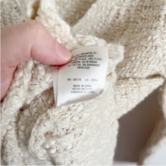 Anthropologie Moth Zipped Stitch sweater oatmeal beige knit wool alpaca swing - Picture 10 of 11
